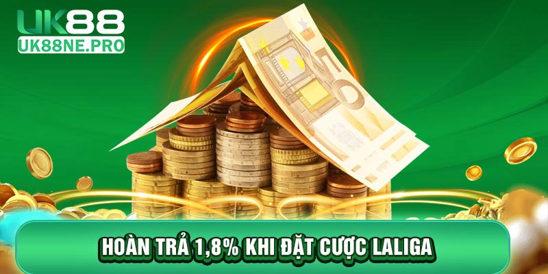 Tham gia đặt cược giải bóng đá Laliga nhận khuyến mãi UK88 hoàn trả lên đến 1,8%